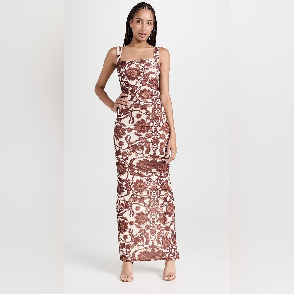 Rumer Maya Maxi Dress in Floral Chocolate, NWT, Small